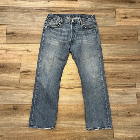 Men's Levis 501 Original Fit Denim Jeans SZ 36x30 Blue Button Fly Modern Red Tab - Picture 1 of 13